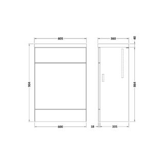 Hudson Reed Fusion WC Unit And Polymarble Top - 600mm Wide - Image 4