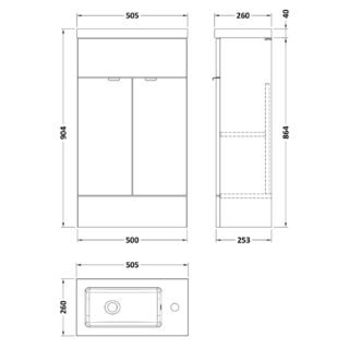Hudson Reed Fusion Compact Floorstanding Vanity Unit With Basin - Image 5