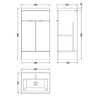 Hudson Reed Fusion Floorstanding Vanity Unit With Ceramic Basin - Image 2
