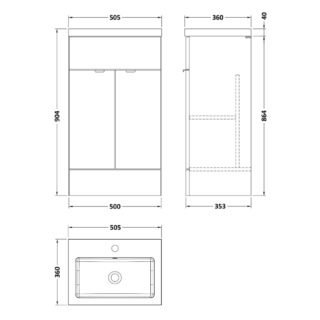 Hudson Reed Fusion Floorstanding Vanity Unit With Polymarble Basin - Image 3