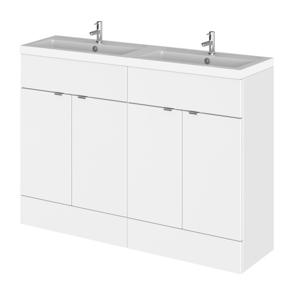 Hudson Reed Fusion Floorstanding Vanity Unit With Double Basin - 1200mm Wide - 2 TH