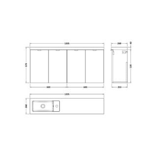 Hudson Reed Fusion Compact Wall Hung Vanity Unit With Basin - 1200mm Wide - 1 TH - Image 2