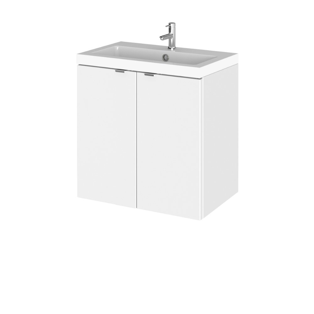 Hudson Reed Fusion 2 Door Full Depth Wall Hung Vanity Unit With Basin - 500mm Wide - 1 TH