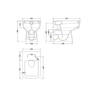 Hudson Reed Square Back To Wall Toilet With Soft Close Seat - Gloss White - Image 2