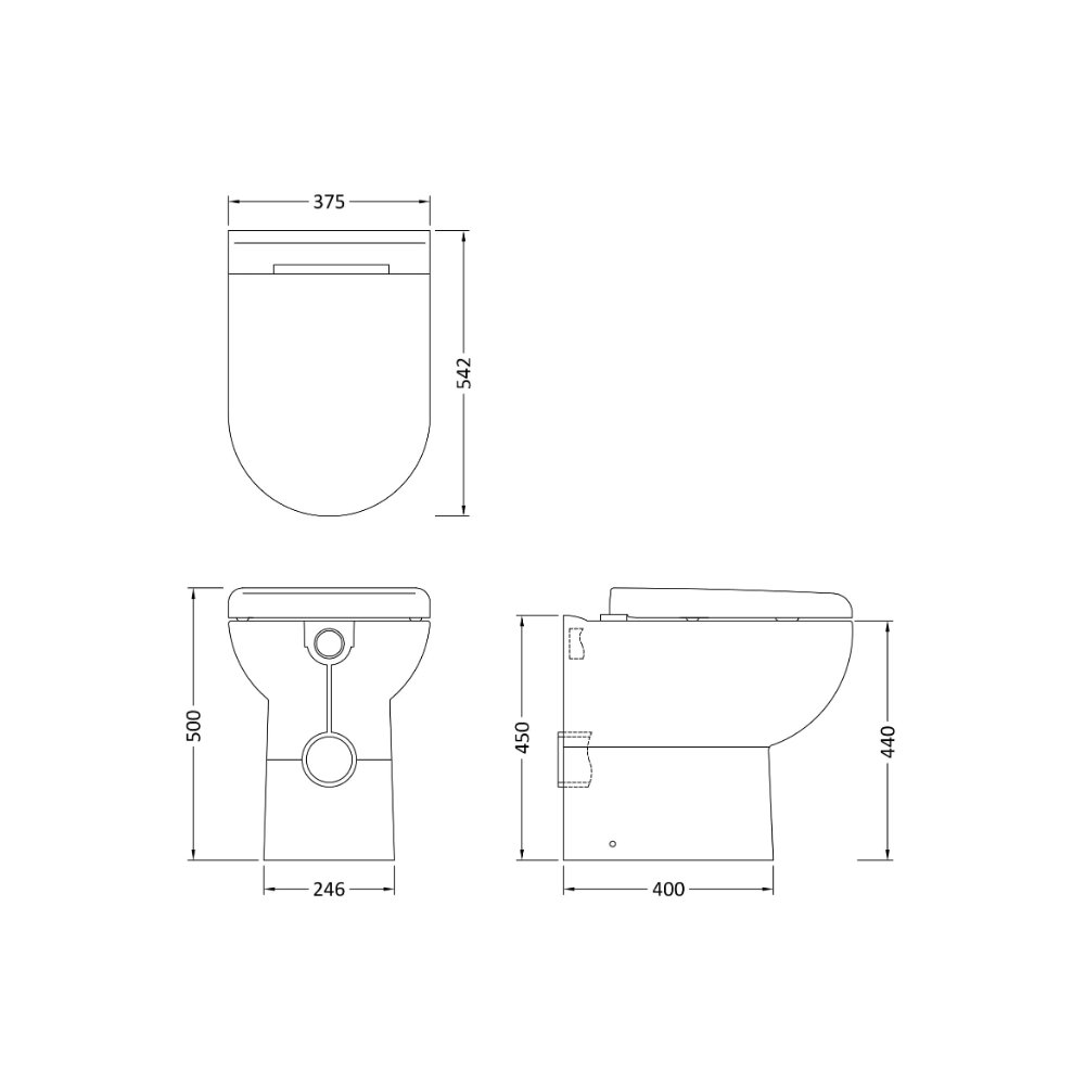 Hudson Reed Comfort Height Back To Wall Toilet With Soft Close Seat - Gloss White - Image 2