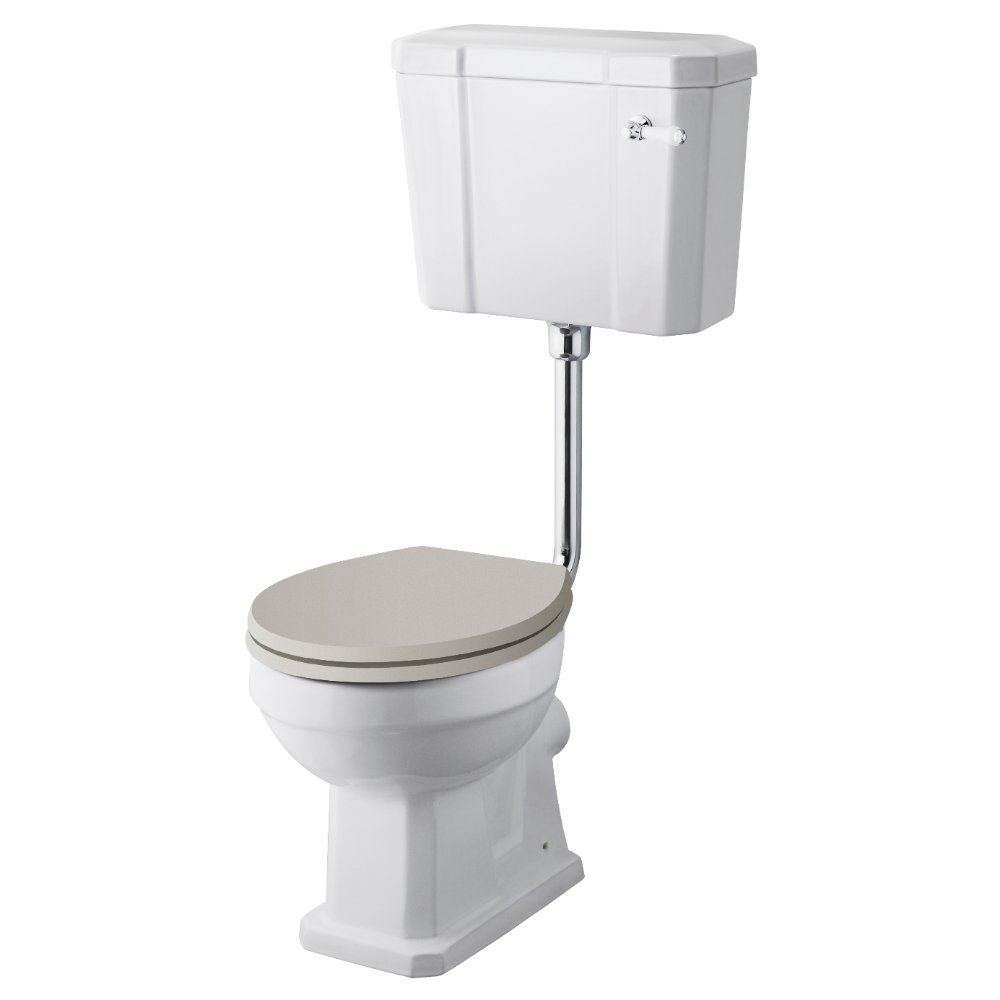 Hudson Reed Richmond Low Level Toilet With Cistern And Flush Pipe Kit - Without Seat - Gloss White