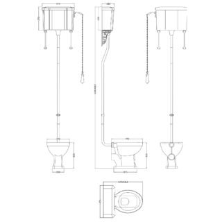 Hudson Reed Richmond High Level Toilet With Cistern And Soft Close Seat, Flush Pipe Kit - Gloss White - Image 2