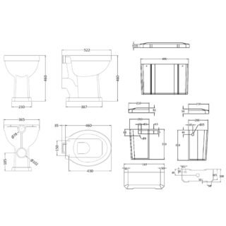 Hudson Reed Richmond Comfort Height High Level Toilet With Cistern And Flush Pipe - Without Seat - Gloss White - Image 2