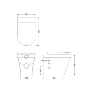 Hudson Reed Luna Back To Wall Toilet With Soft Close Seat - Gloss White - Image 3