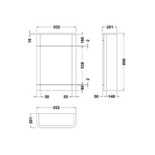 Hudson Reed Solar Back To Wall WC Unit - 550mm Wide - Image 2