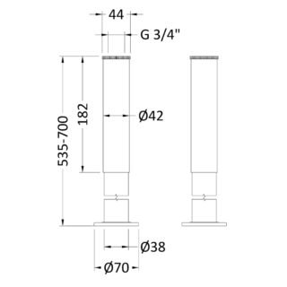 Hudson Reed Traditional Bath Legs with Adjustable Shrouds - 720mm High - Chrome - Image 2