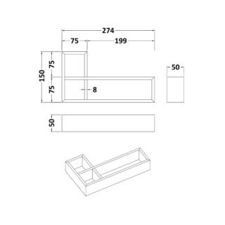 Hudson Reed L-Shaped Bamboo Drawer Organiser - Light Fawn - Image 3