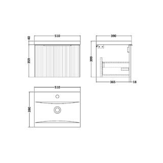 Hudson Reed Fluted 1 Drawer Wall Hung Vanity Unit With Basin 1 - 1 TH - Image 4