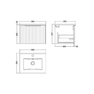 Hudson Reed Fluted 1 Drawer Wall Hung Vanity Unit With Basin 2 - 1 TH - Image 3