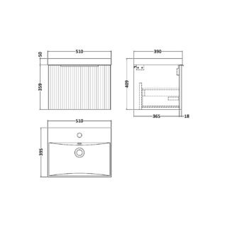 Hudson Reed Fluted 1 Drawer Wall Hung Vanity Unit With Basin 3 - 1 TH - Image 3