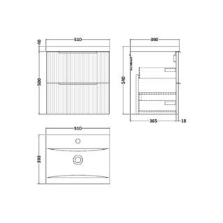 Hudson Reed Fluted 2 Drawer Wall Hung Vanity Unit With Basin 1 - 1 TH - Image 5