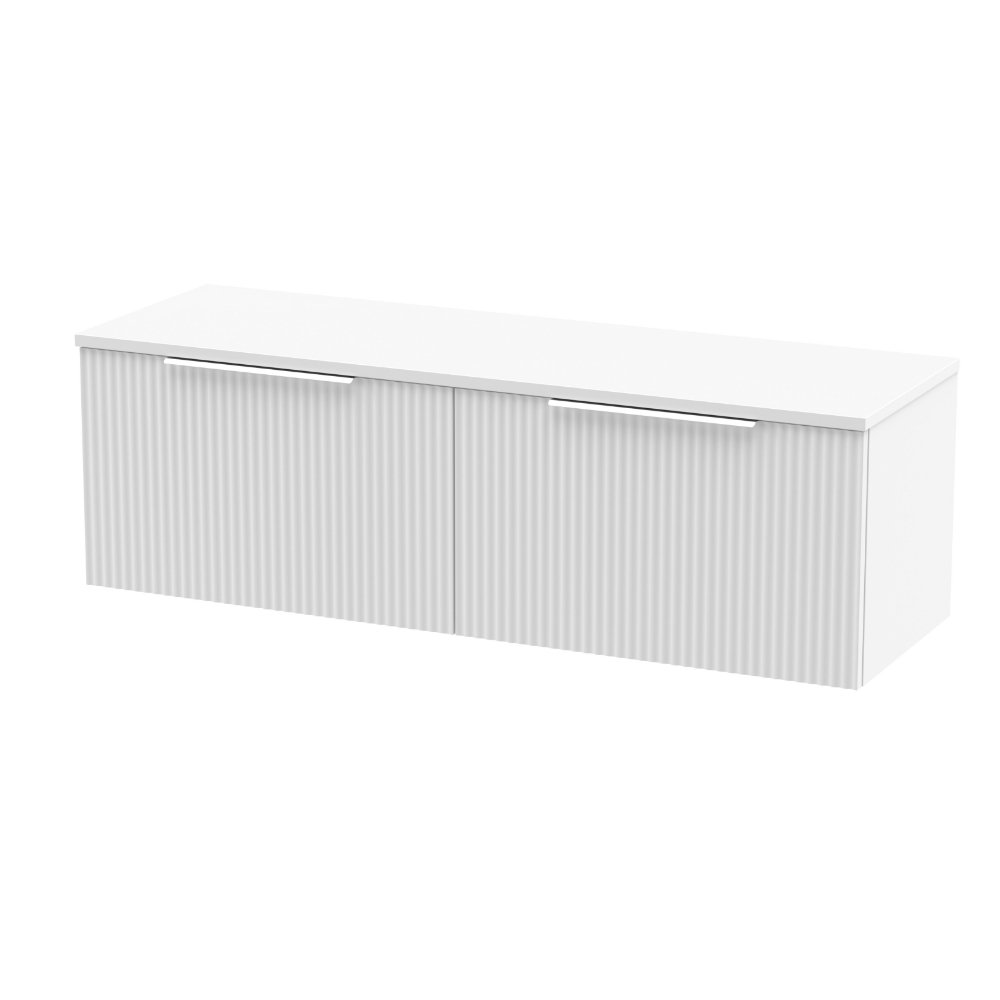 Hudson Reed Fluted 2 Drawer Wall Hung Vanity Unit With Laminate Worktop - 1200mm Wide