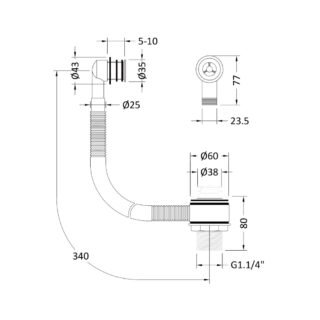 Hudson Reed Stone Basin Waste With Brass Overflow - Image 2