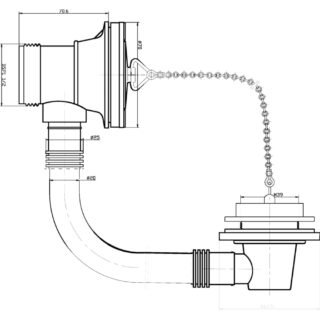 Hudson Reed Overflow Bath Filler With Poly Plug And Ball Chain - Chrome - Image 2