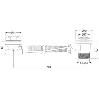Hudson Reed Extended Bath Pop Up Waste And Overflow - Chrome - Image 2