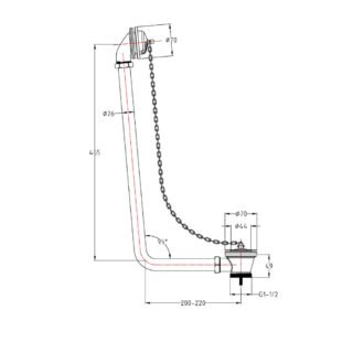 Hudson Reed Classic Exposed Bath Chain Waste - Chrome - Image 2