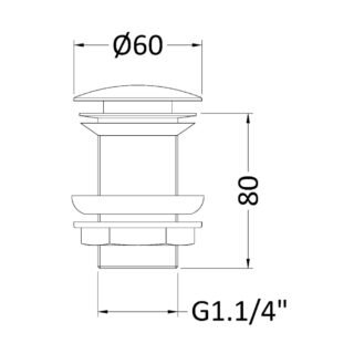 Hudson Reed Unslotted Press Top Push Button Basin Waste - Chrome - Image 2