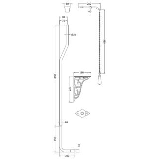 Hudson Reed High Level Flush Pipe Pack - 1390mm High - Chrome - Image 2