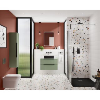 Hudson Reed Fluted 1 Door Wall Hung Tall Storage Unit - 1200mm High - Image 3