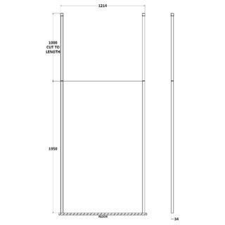 Hudson Reed Wetroom Screen With Ceiling Posts - Chrome - Image 7