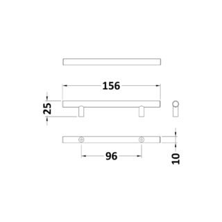 Hudson Reed Bar Furniture Handle - 96mm Centres - Chrome - Image 2