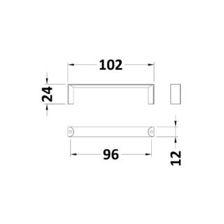 Hudson Reed D Shaped Furniture Handle - 96mm Centres - Chrome - Image 2