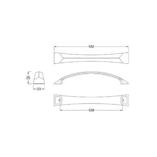 Hudson Reed Bow Furniture Handle - 128mm Centres - Satin Nickel - Image 2