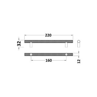Hudson Reed Knurled Bar Furniture Handle - 160mm Centres - Image 5