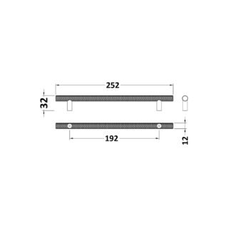 Hudson Reed Knurled Bar Furniture Handle - 192mm Centres - Image 2