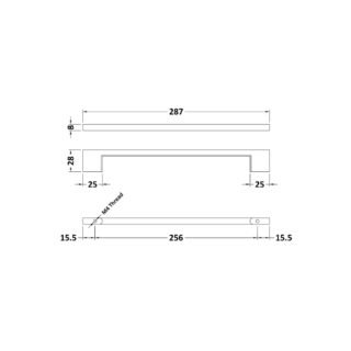 Hudson reed D Shaped Furniture Handle - 287mm Wide - Chrome - Image 2