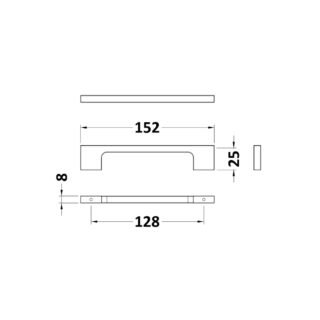 Hudson Reed Slimline D Shaped Furniture Handle - 128mm Centres - Image 3