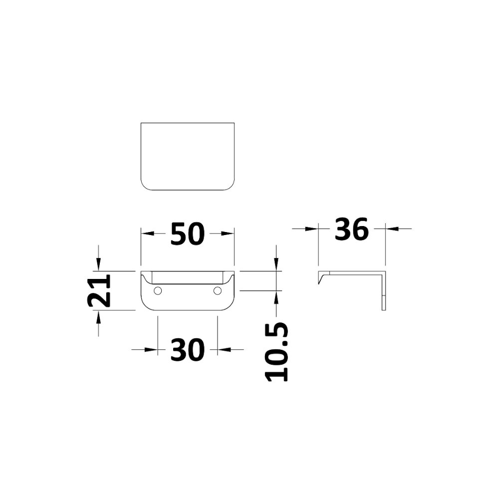 Hudson Reed Small Rear Fixed Furniture Handle - Image 2
