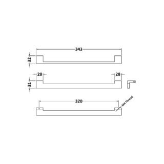 Hudson Reed Square Drop Furniture Handle - 320mm Centres - Chrome - Image 2