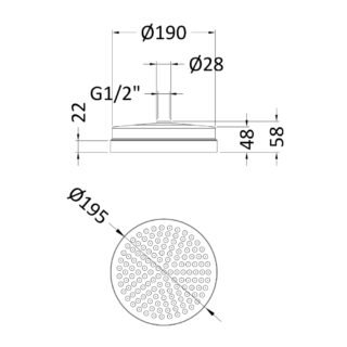 Hudson Reed Fixed Shower Head - 195mm Diameter - Chrome - Image 3
