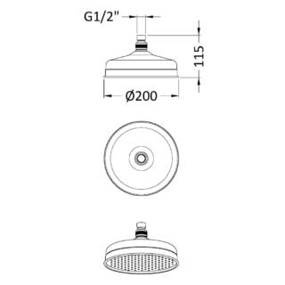Hudson Reed Fixed Shower Head - 200mm Diameter - Chrome - Image 3