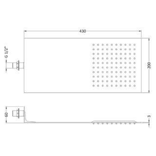 Hudson Reed Thin Fixed Shower Head - 200mm x 430mm - Chrome - Image 3