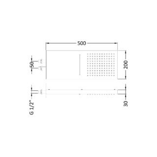 Hudson Reed Rectangular Fixed Shower Head With Waterfall - 200mm x 500mm - Chrome - Image 2