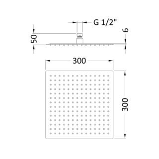 Hudson Reed Thin Square Fixed Shower Head - Chrome - Image 2