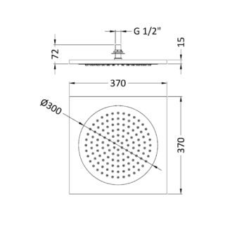 Hudson Reed Ceiling Tile Square Fixed Shower Head - Chrome - Image 3
