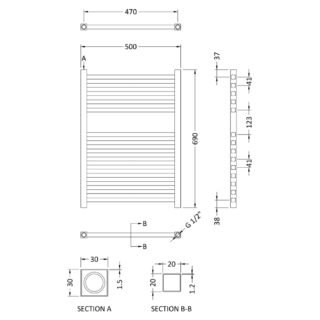 Hudson Reed Eton Electric Towel Rail - Anthracite - Image 4