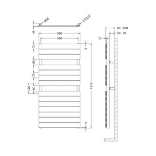 Hudson Reed Piazza Designer Heated Towel Rail - 1213mm x 500mm - Image 3