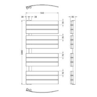 Hudson Reed Elgin Heated Towel Rail - 1080mm x 550mm - Image 4