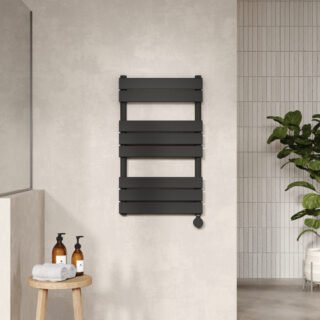 Hudson Reed Flat Panel Electric Towel Rail - Matt Black - Image 2