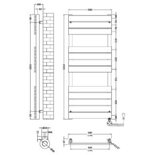 Hudson Reed Flat Panel Electric Towel Rail - Matt Black - Image 5