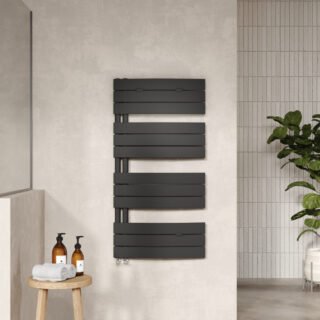 Hudson Reed Flat Panel Electric Towel Rail - Matt Black - Image 3
